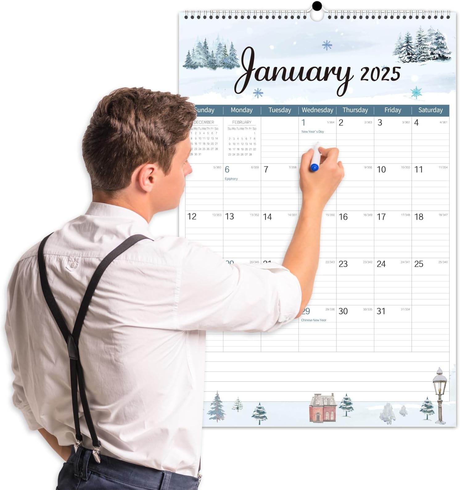 GuassLee Extra Large Wall Calendar 2025, 20"x 30" Big Vertical Wall Calendar 2025, Jan. 2025 to Jun. 2026, 18-Month Hanging Planner Wall with Julian Date Spiral Bound for Office Home School Organizing
