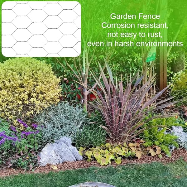 Flintronic Malla Hexagonal Galvanizada para Cercados, 30 cm (H) x 5 m (L) Red Alambre Hexagonal, Tamaño de Malla 25mm, con 50 Bridas, Plata, Ideal para Jardín y Protección de Animales - 5