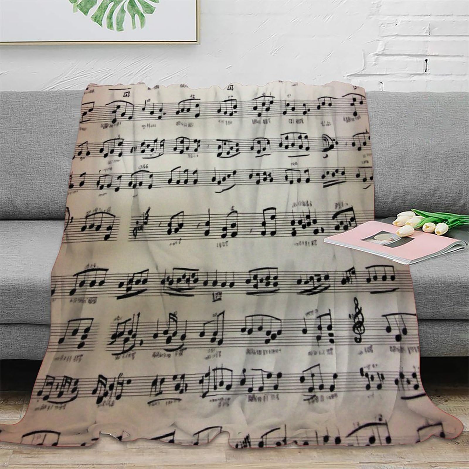 stampa 3D Musical notation coperta da riposo microfibra biancheria da letto morbida plaid da riposo caldo e traspirante lavabile in lavatrice per relax Classical sheet music 80×90inch(200x230cm)