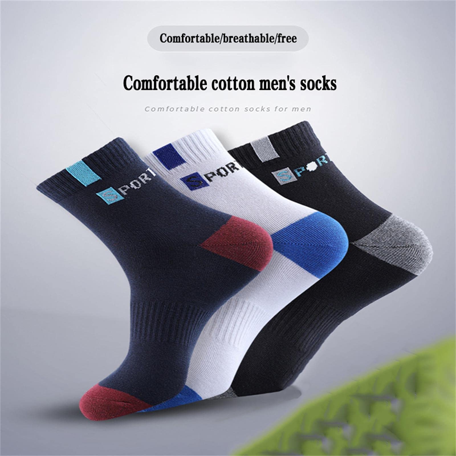 UKKO Calcetines de Hombre 10 Pares De Calcetines De Hombre Calcetines De Algodón De Tubo Largo Y Absorbente De Sudor Desodorante 38-44-10 Navy Blue,EUR 38-44 Us 6-11