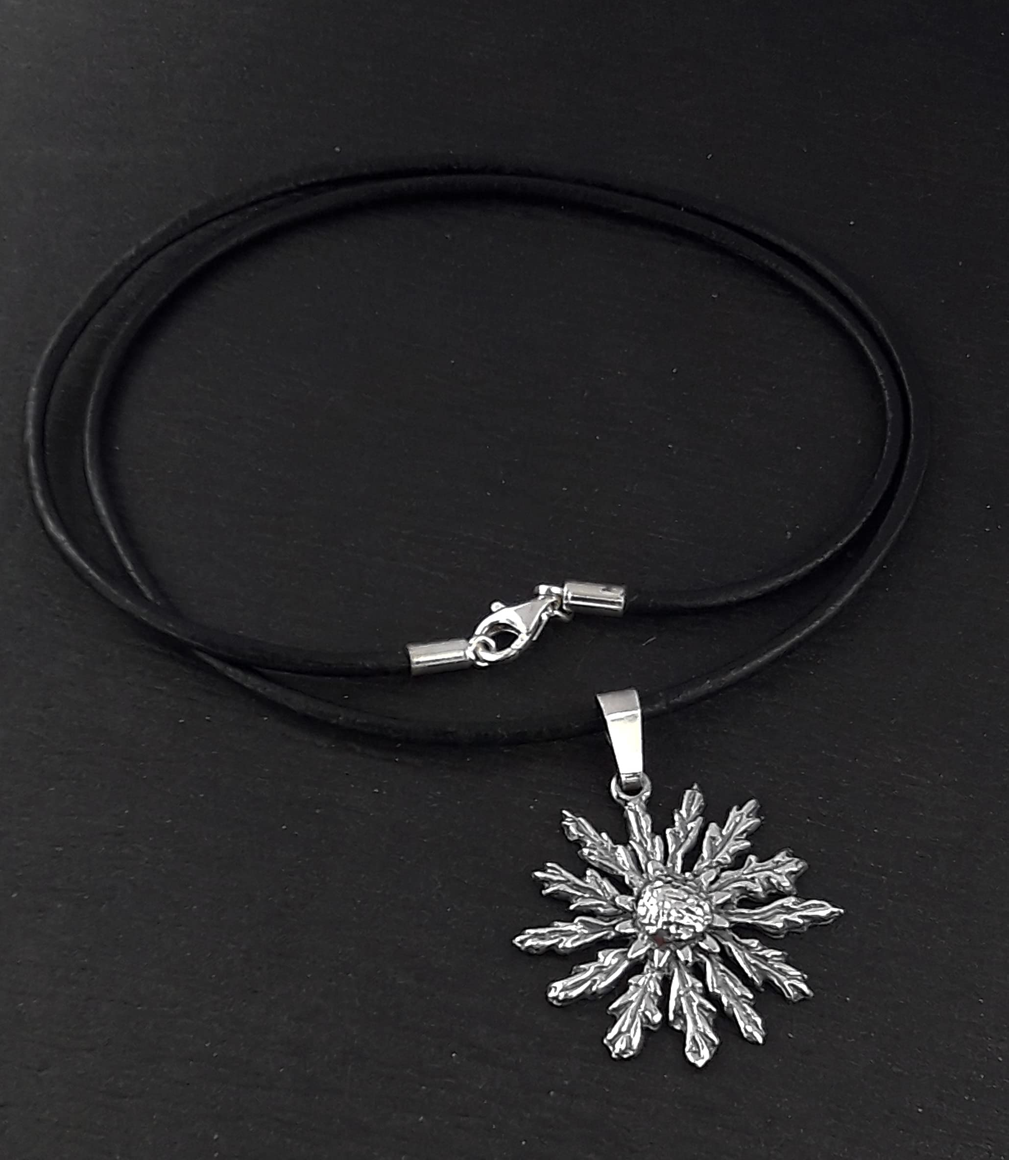 EKONAT- Colgante de plata con flor de sol - colgante eguzlore - collar con flor de sol - Amuleto de protección - étnico –