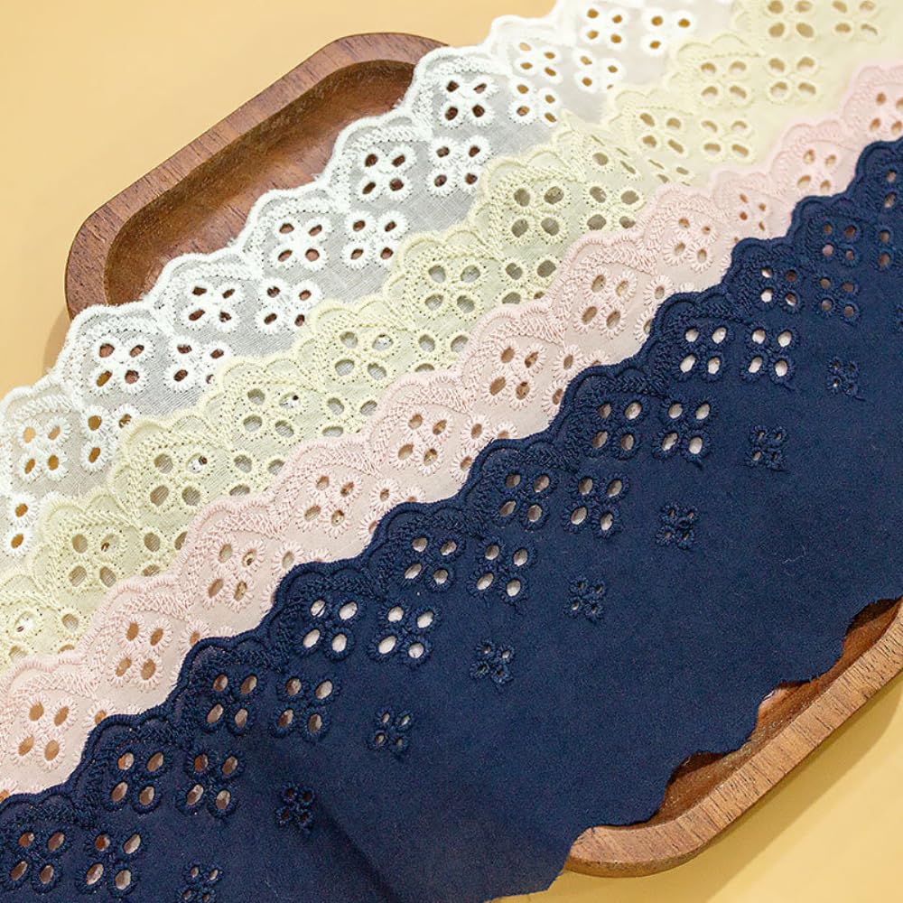 5 yards, nastro in pizzo di cotone, 8 cm, per lavori fai da te, artigianato, vestiti, decorazione per capelli, matrimonio, blu navy