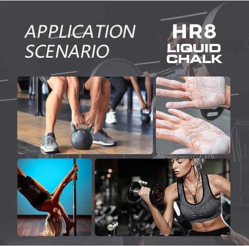 Miniatura 4 de HR8 Tiza líquida con mosquetón, agarre sin desorden para levantamiento de pesas, escalada, gimnasia, poste y entrenamiento de fitness, resistente al