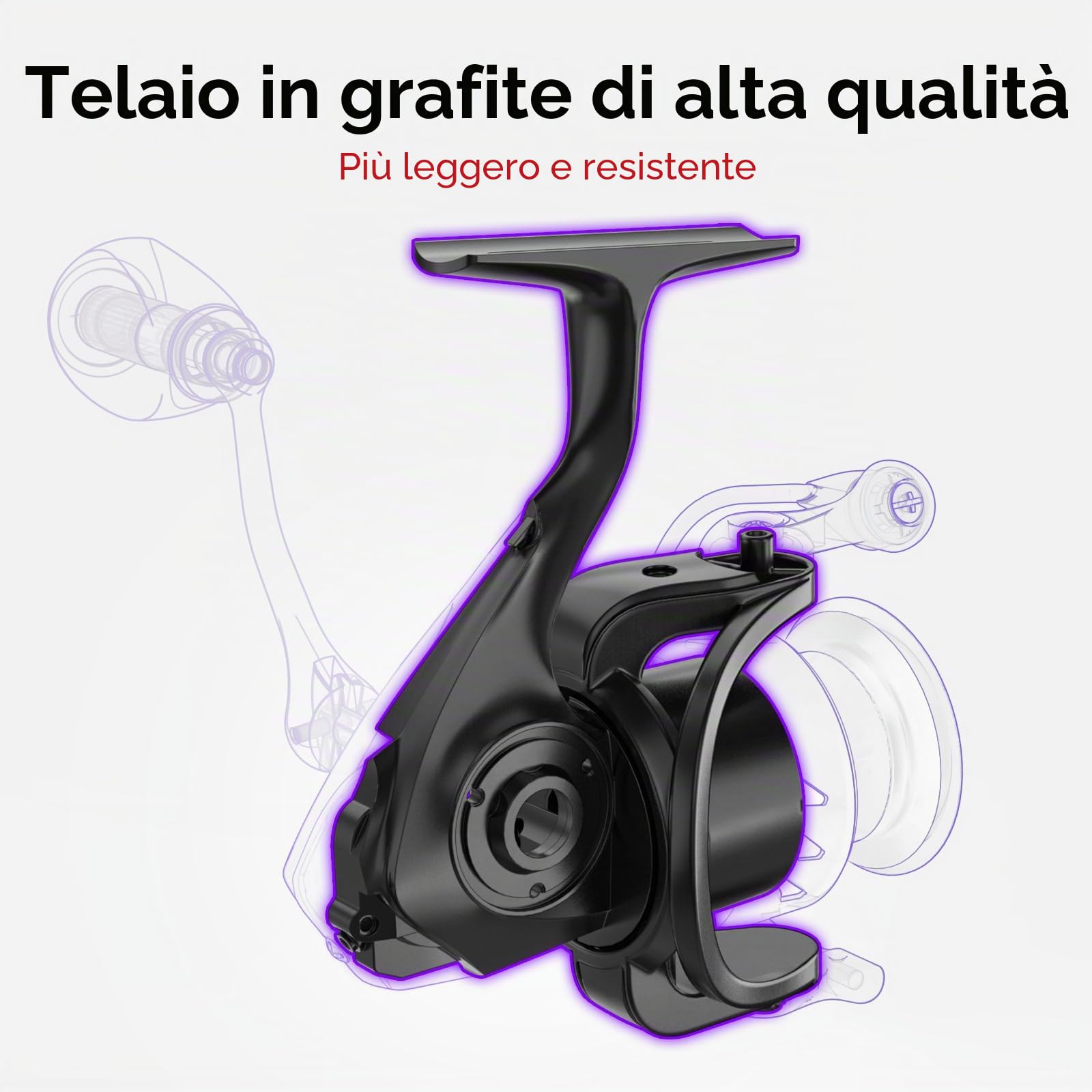 Piscifun Viper X - Mulinello da pesca a spinning, 5,2:1/6,2:1, ad alta velocità, 10+1BB, leggero, ultra liscio, in fibra di carbonio, peso massimo 15 kg, taglia 500-5000