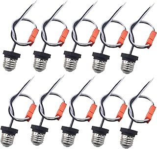 Odlamp Edison 10pcs E26 Sockets Adapter Medium Base Male Screw in Light Bulb Socket Pigtail for Led Ceiling Lights Downlight (Socket A 10packs)