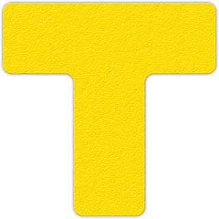 INCOM Manufacturing: 5S / Lean Textured Floor Organization Layout Markers â€“ T Shape, 6 inch x 6 inch, Yellow (Pack of 25)