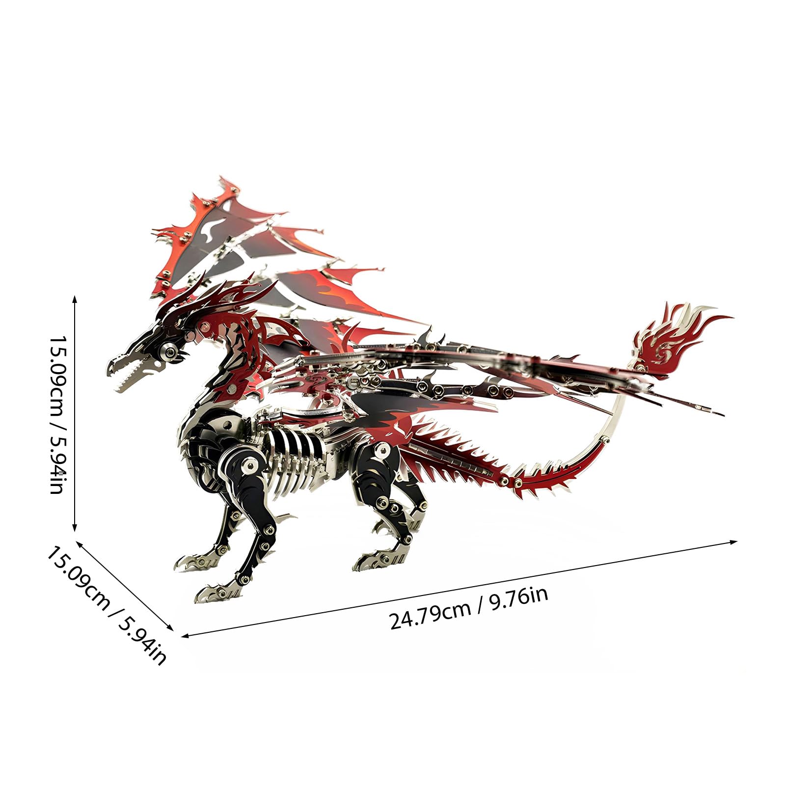 Naroote Puzzle 3D z Metalowym Smokiem, montaż Mechaniczny ze Stali Nierdzewnej, Zabawka dla Dorosłych i Nastolatków, z Narzędziami i Ponumerowanymi Częściami do Konstrukcji Bez Kleju