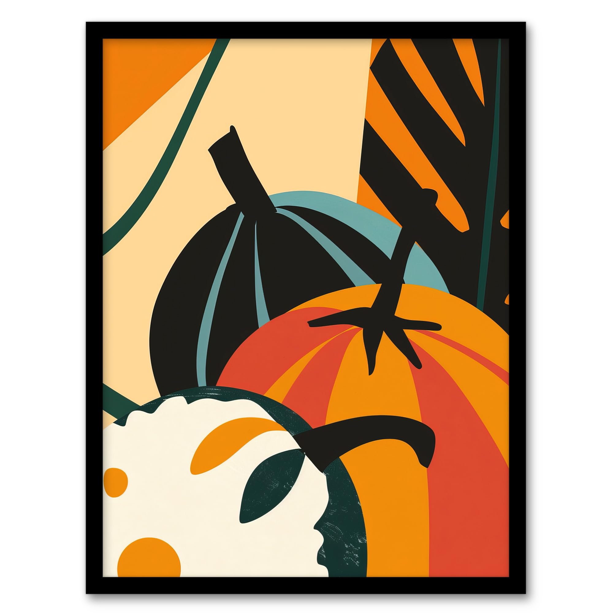 Artery8 Butternut Squash Pumpkin Abstract Painting Bold Kitchen Artwork Framed Wall Art Print A4
