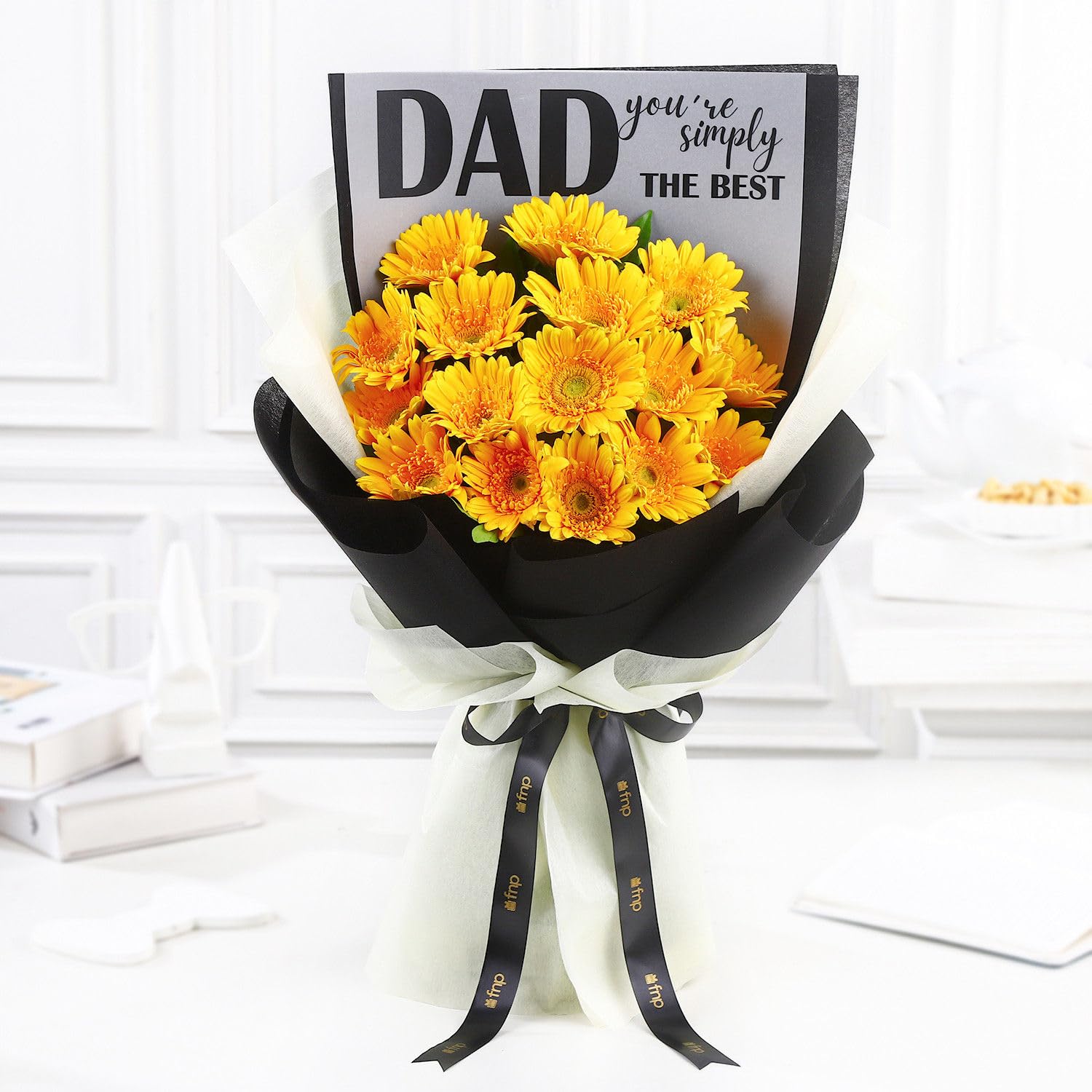 Fnp Vibrant Gerbera Bouquet For Best Dad-image-3