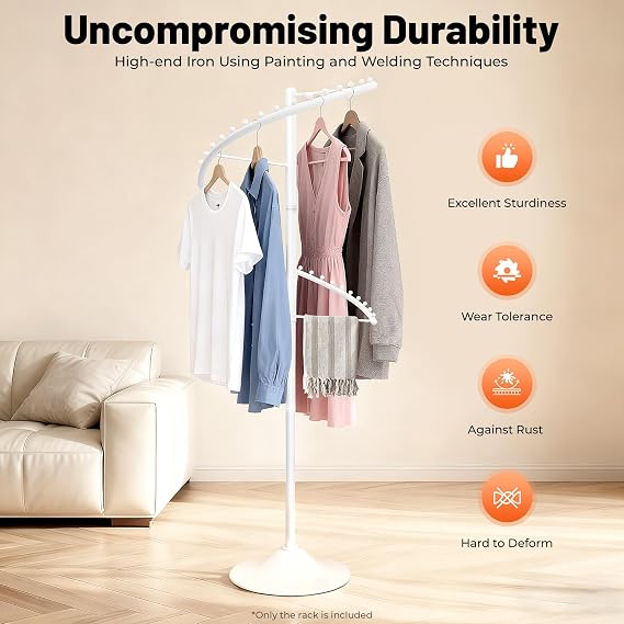 Floor Standing 360Spiral Rotating Garment Rack, Heavy Duty Metal Clothing Display Rack With Divide Hooks, Stable Standing Retail Display Racks For Hanging Clothes, Hats, Bags