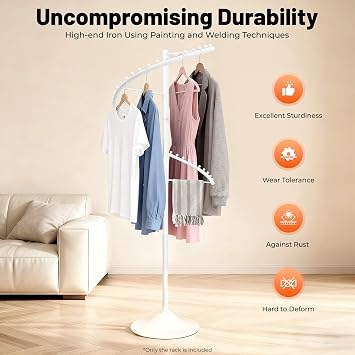 Floor Standing 360Spiral Rotating Garment Rack, Heavy Duty Metal Clothing Display Rack With Divide Hooks, Stable Standing Retail Display Racks For Hanging Clothes, Hats, Bags