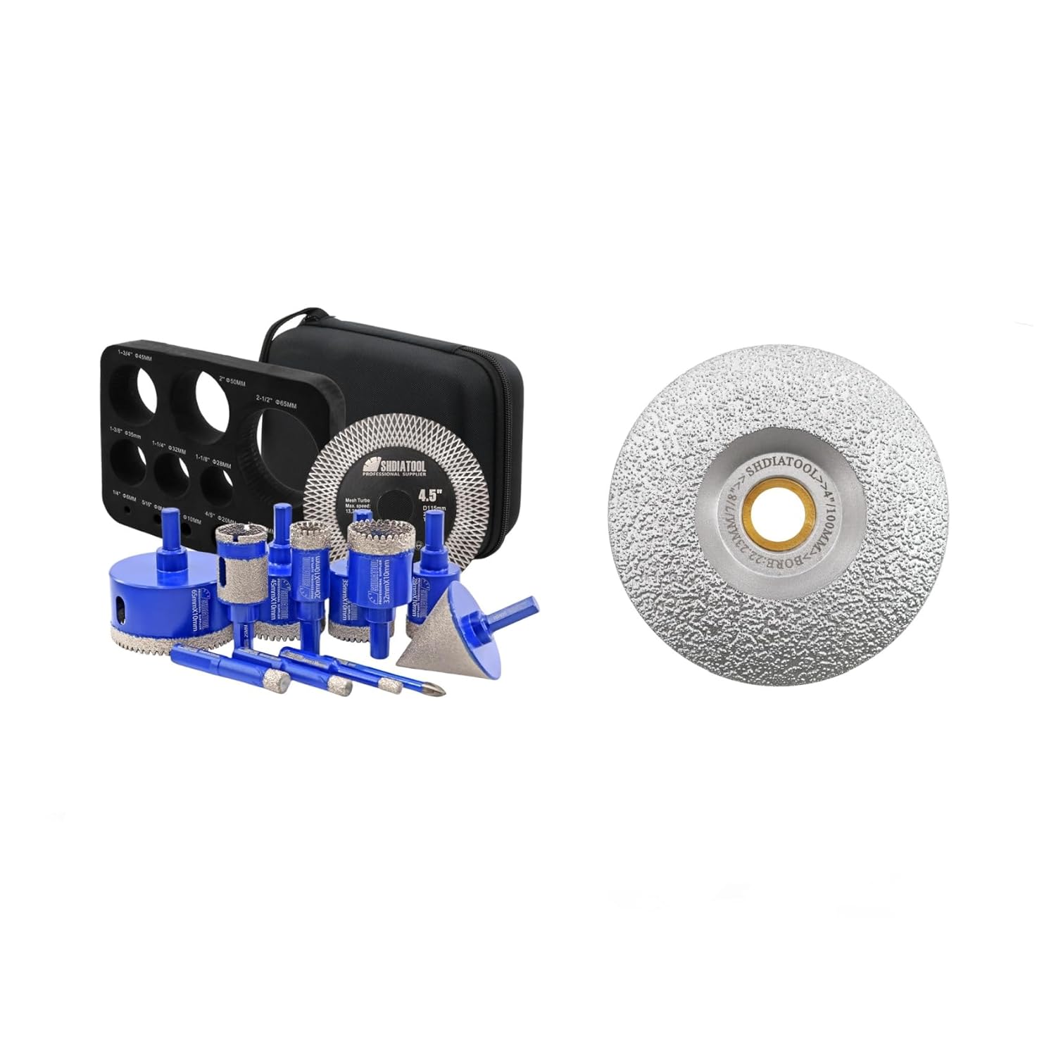 SHDIATOOL Diamond Drill Bits Kit - Core Bits Hole Saw Sets,Mould Guide for Drilling Porcelain Tile Marble Ceramic Granite with Hollow EVA Guide Jig