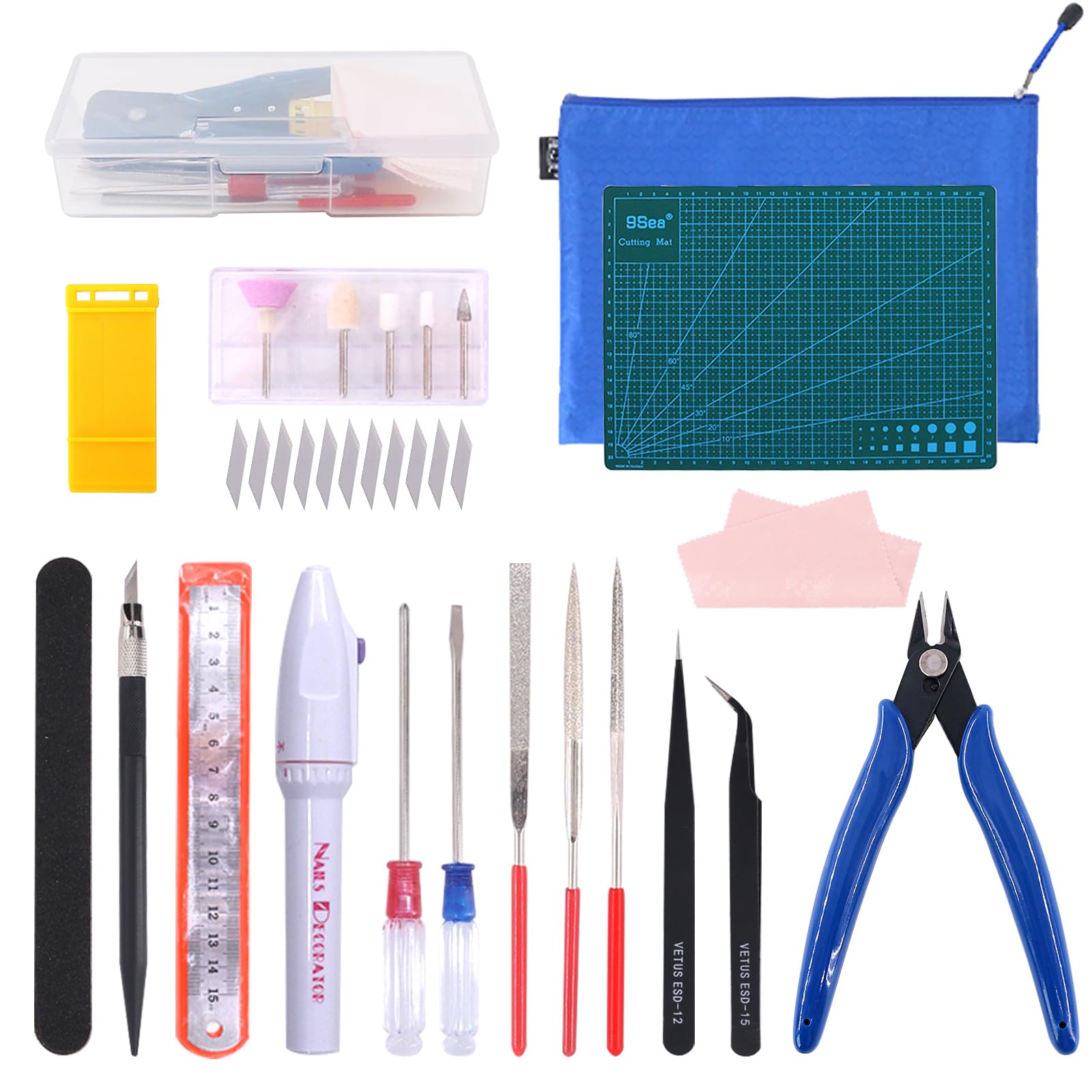 Rustark 19Pcs Modeler Basic Tools Craft Set Hobby Building Tools Kit for Gundam Professional Model Assemble Building