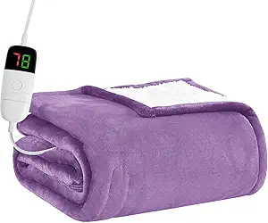 BOMOVA Heated Electric Throw Blanket - 50" x 60" Heating Blanket with 10 Heating Levels & 8 Hours Auto Off, Warm Flannel Blanket with Over-Heat Protection, for Women, ETL & FCC Certified