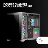 Mars Gaming MCV4 Black, Custom XXL E-ATX Gaming Tower, Frameless Front and Side Tempered Glass Window, Modular Dual Chamber Structure - 5