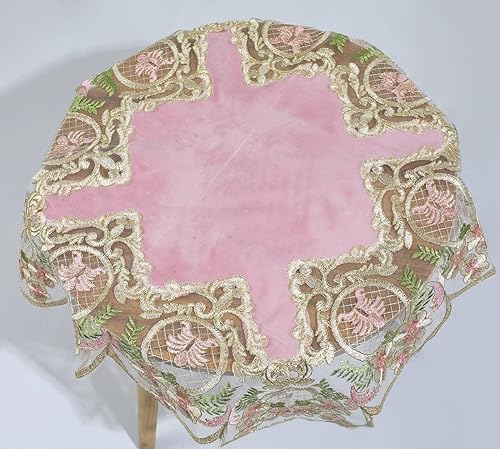 Miniatura 44 de vctops Mantel de retazos de encaje de damasco, cuadrado de lujo, pequeño, elegante mantel de encaje bordado floral para fiesta, cocina, comedor