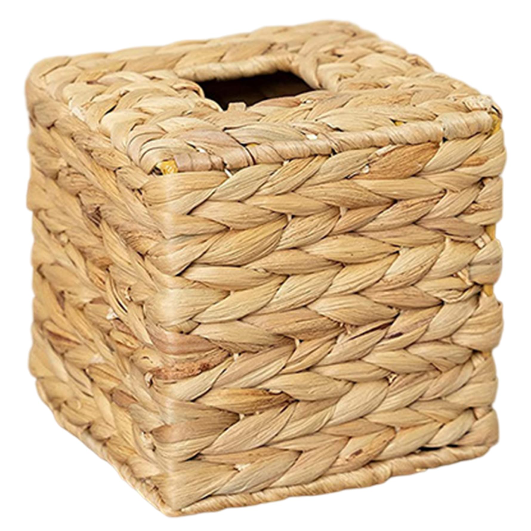 Nuiorfty Khaki Rattan Tissue Box Cover, Square Wicker Tissue Box Cover, Rustic Water Hyacinth Napkin Holders For Bathroom Office Table Livingroom