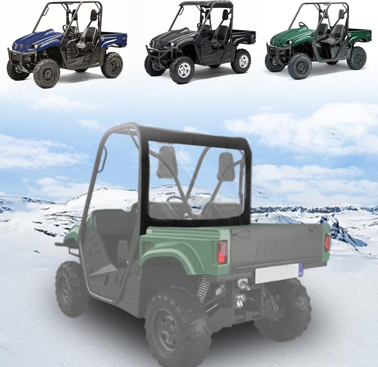 Chikia Rhino UTV Soft Rear Windshield, Back Window Replacement For Yamaha Rhino 450 660 700