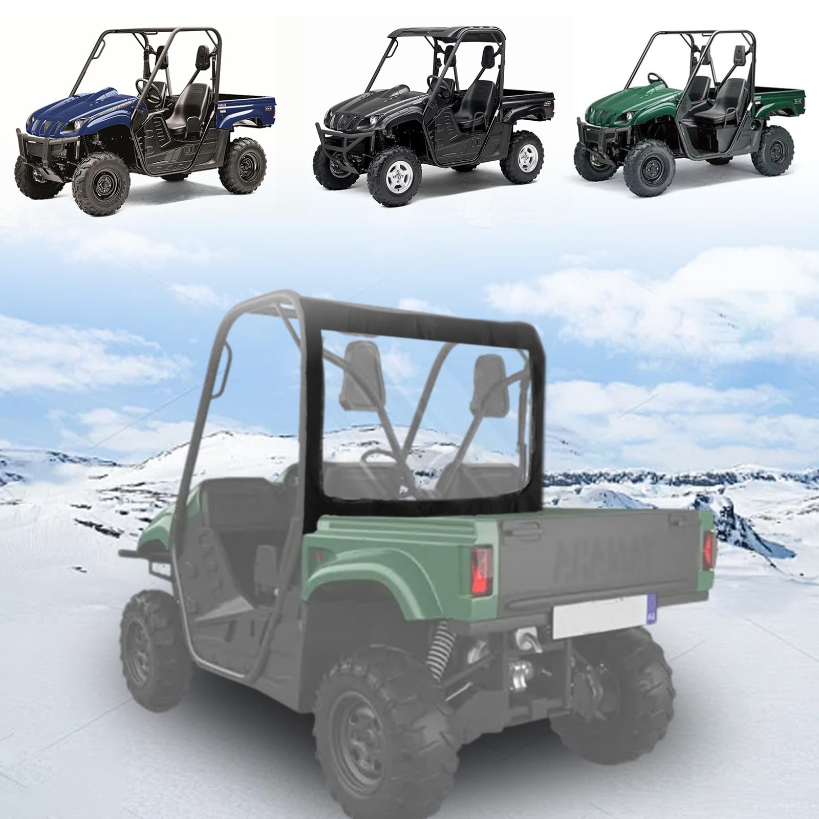 Chikia Rhino UTV Soft Rear Windshield, Back Window Replacement For Yamaha Rhino 450 660 700