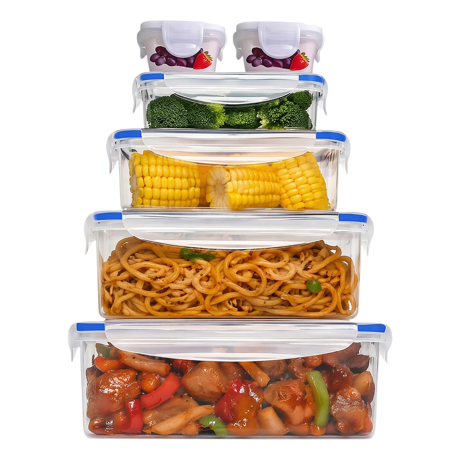 6Pcs Rectangular Food Storage Containers Leakproof & Airtight Stackable