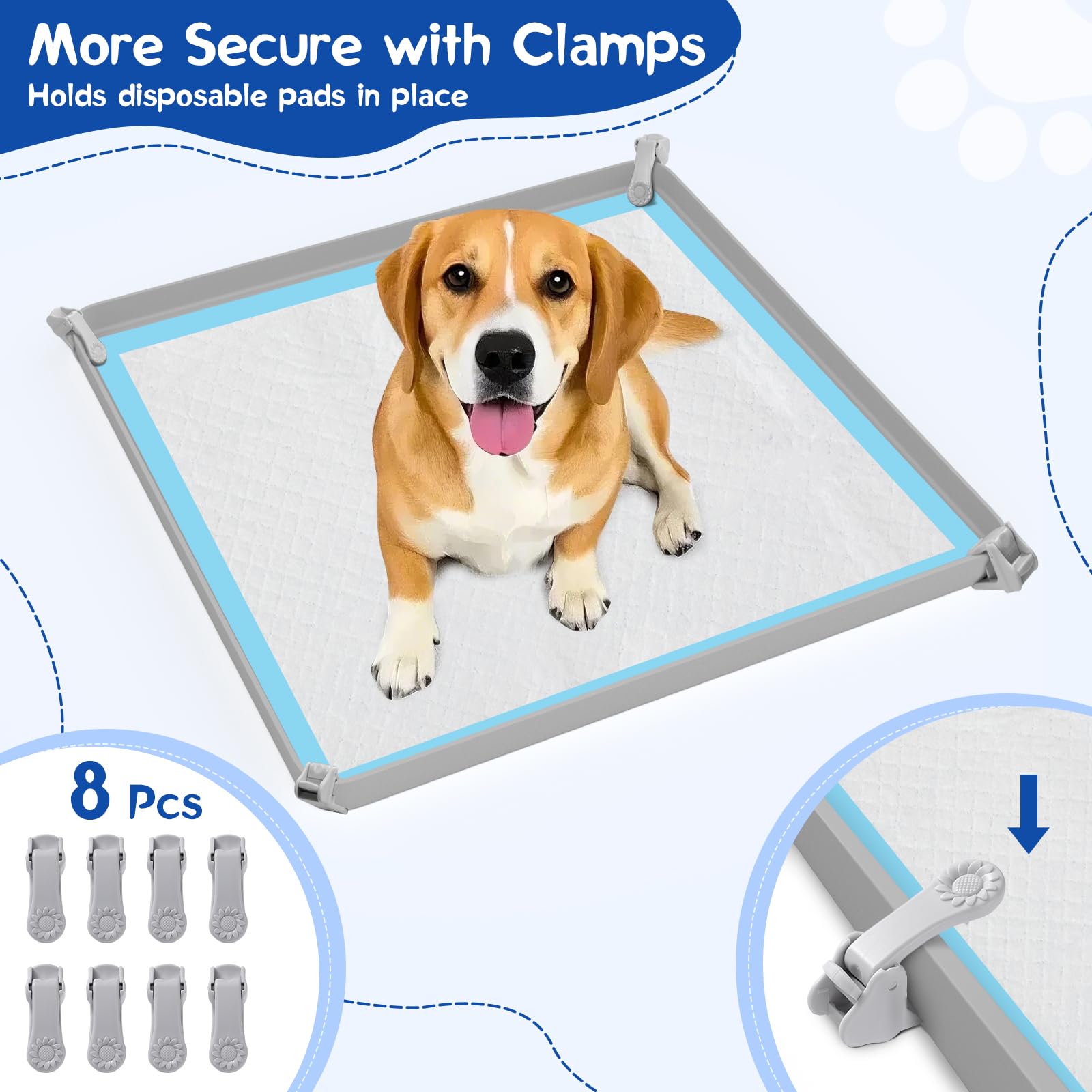 VavoPaw Support pour Chien - 61 x 61 cm - avec Pinces - Bords surélevés - Anti-Fuite - en Silicone imperméable - Facile à Nettoyer