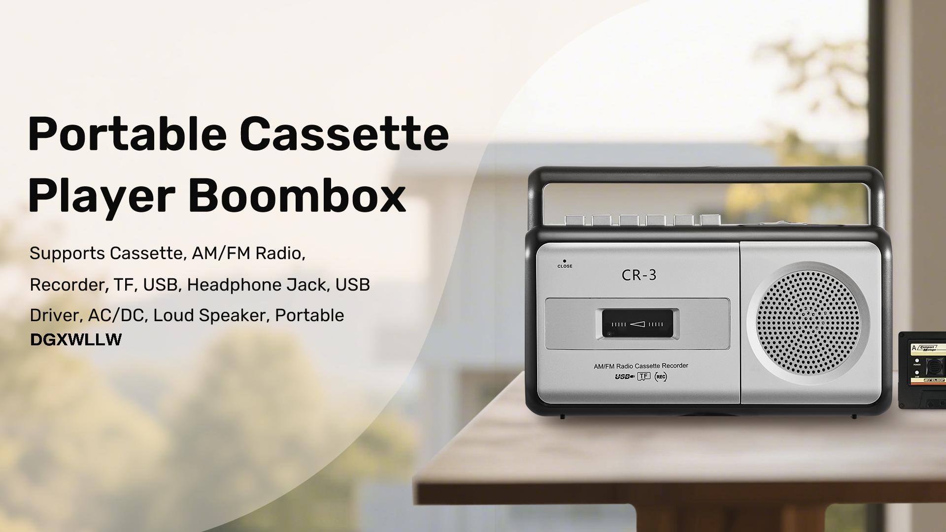 Amazon.com: DGXWLLW Cassette Player Boombox with AM/FM Radio, Tape