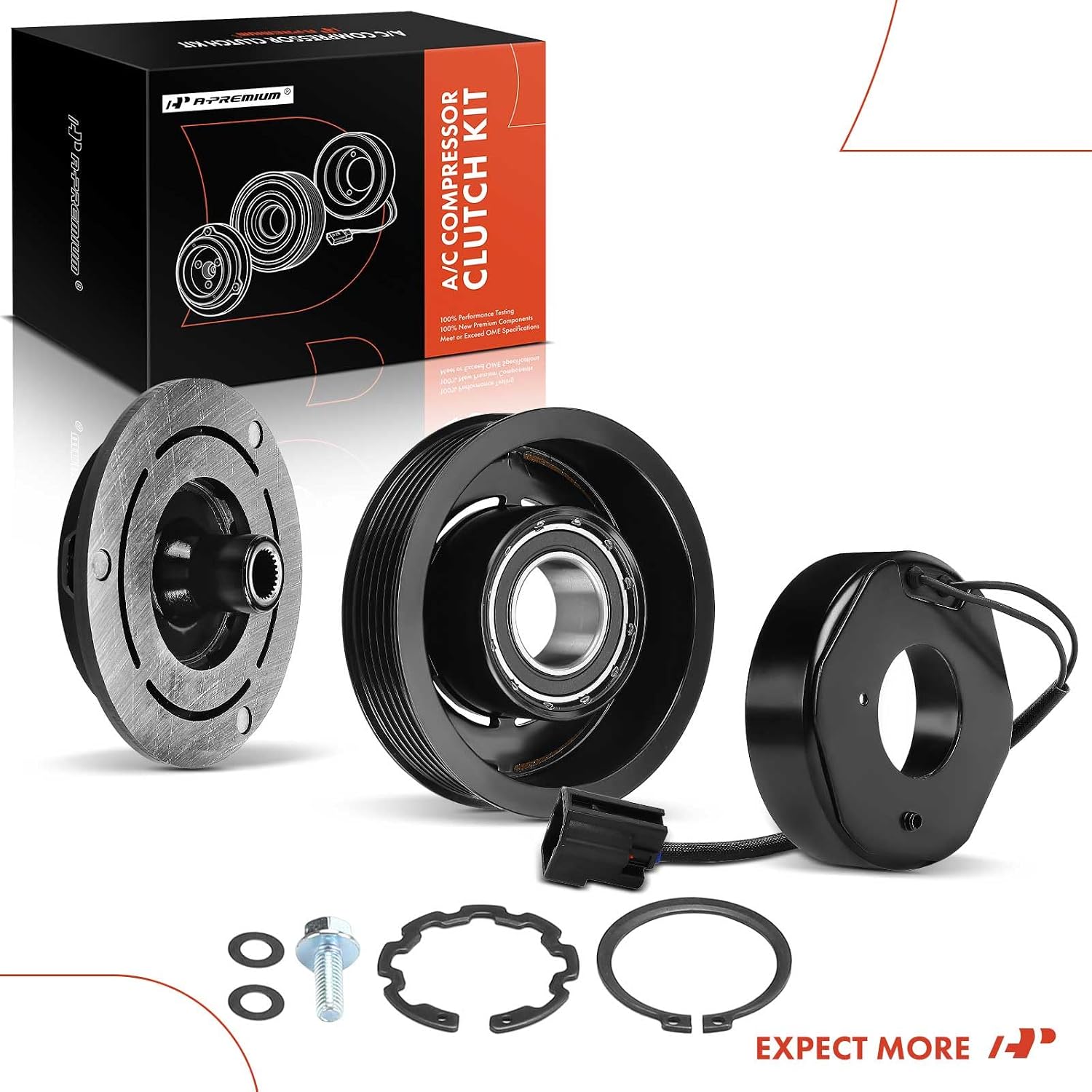 A-Premium Air Conditioner AC Compressor Clutch Kit Compatible with Cadillac | for Cadillac STS 2005-2011 3.6L