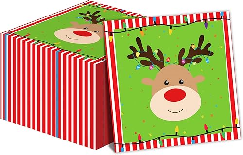 Servilletas de renos de Navidad para suministros de fiesta de Feliz Navidad, servilletas de papel desechables para invitados, servilletas de