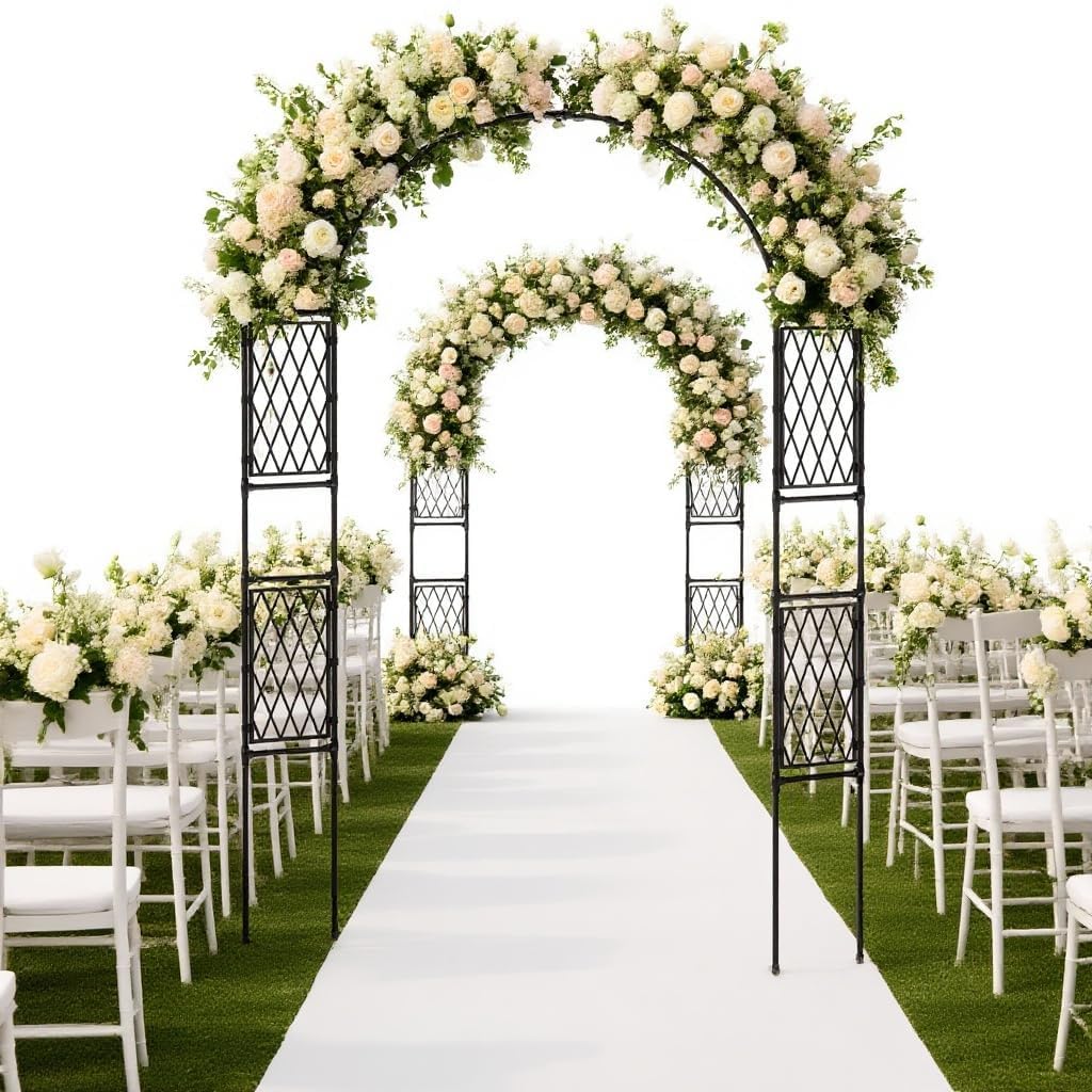 Garvee Pergola Giardino Metallo Arco a Traliccio Piante Rampicanti Decorativo Matrimoni Resistente Alle Intemperie Robusta Struttura Ferro, Nero Esterni Per Patio Vialetto Festa Evento