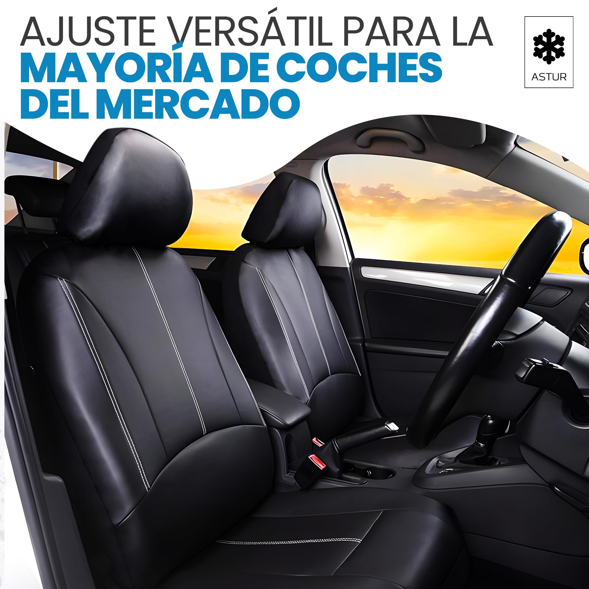 Astur Fundas Asientos Coche universales – Funda Asiento Coche Delantera y Trasera – Protector Asiento Coche Impermeable, fácil de Instalar y Compatible con airbag
