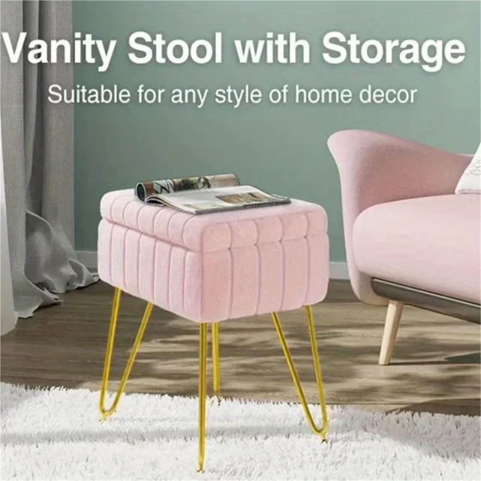 Pouf Poggiapiedi Sgabello da toeletta, sgabello trucco, contenitore, sedia, manicure