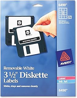 Avery Diskette Label - 3.5" Length - 15/Sheet - Removable - 375 / Box - White