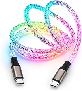 RGB LED Light Up USB-C to USB-C Data Cable, Pack of 1