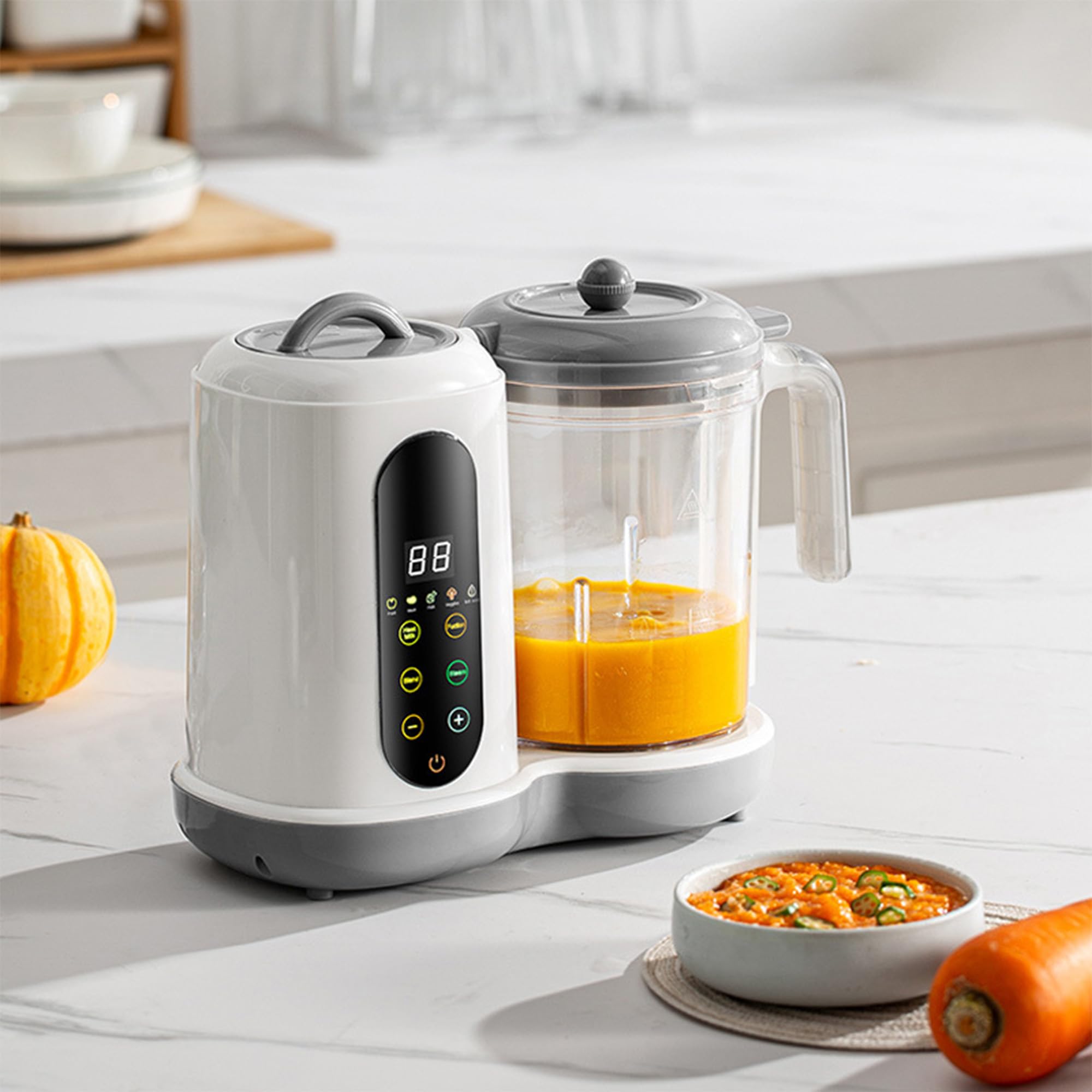 Robot Cuiseur Mixeur Bébé avec Panier Vapeur, Cuiseur Vapeur Mixeur Multifonctions Automatique pour Purées Maison Sain, Fonction autonettoyante