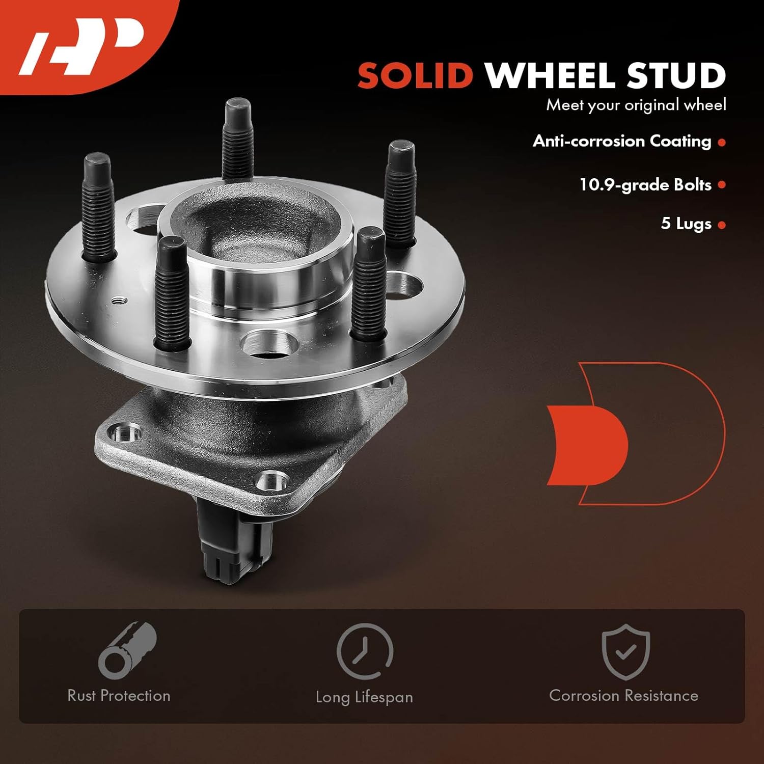 A-Premium Rear Wheel Bearing and Hub Assembly with ABS & 5-Lug Compatible with Cadillac Allante 1993, DeVille 1994-1999, Eldorado 1993-2002, Seville 1993-1997