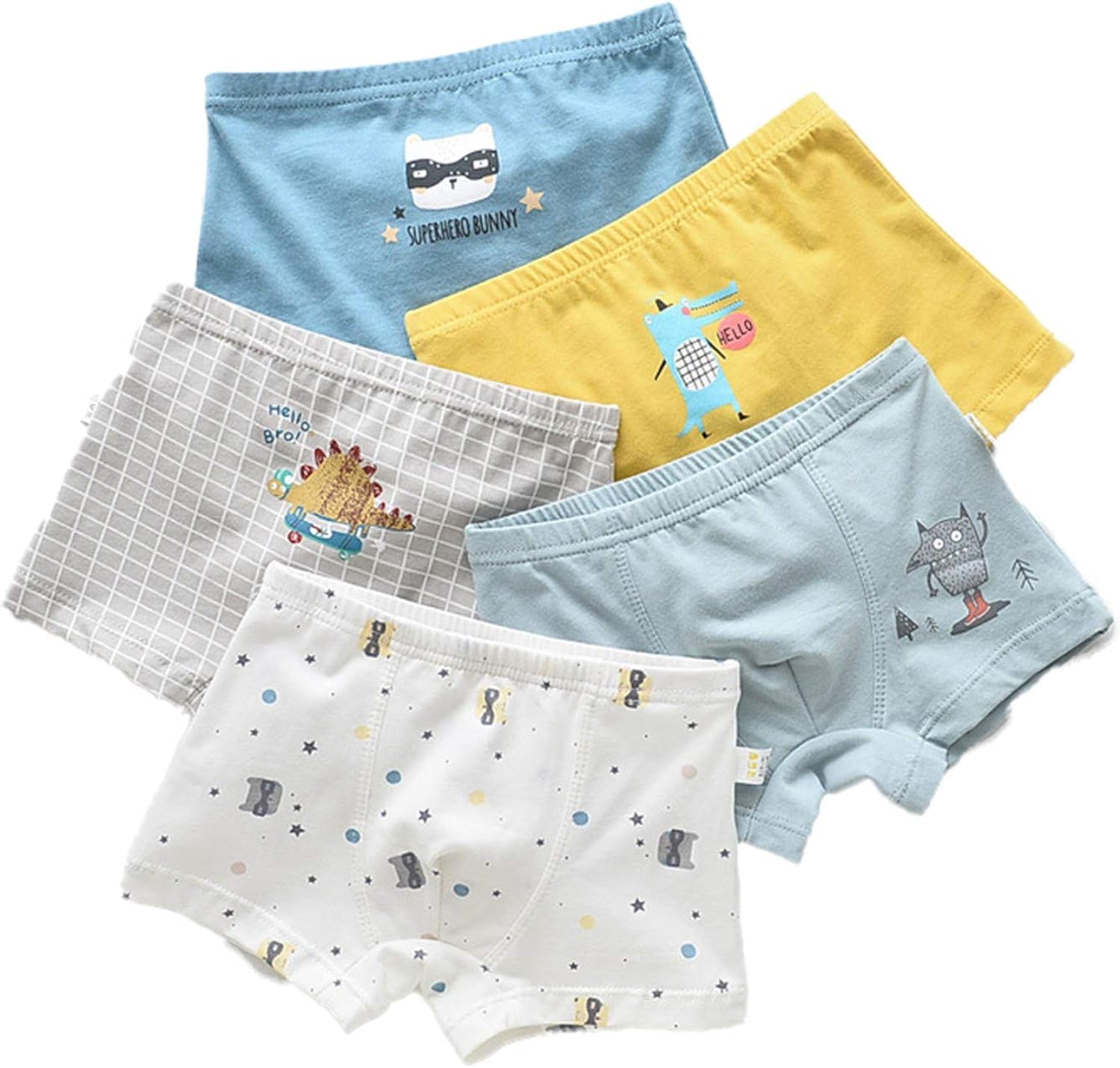 Boys Pure Cotton Underwear Soft Boyshorts Kids Boxer Briefs Hipster Panties Multi Pattern (Pack of 4)