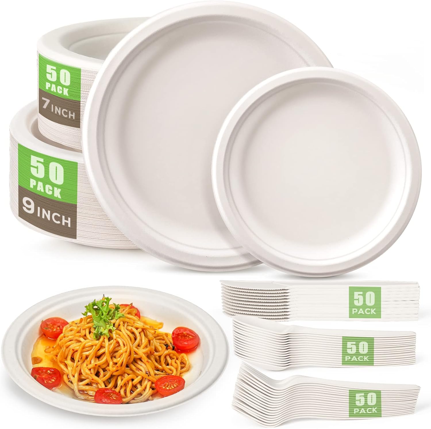 Gezond Compostable Paper Plates 250pcs Disposable Plates HeavyDuty Paper Plates Biodegradable