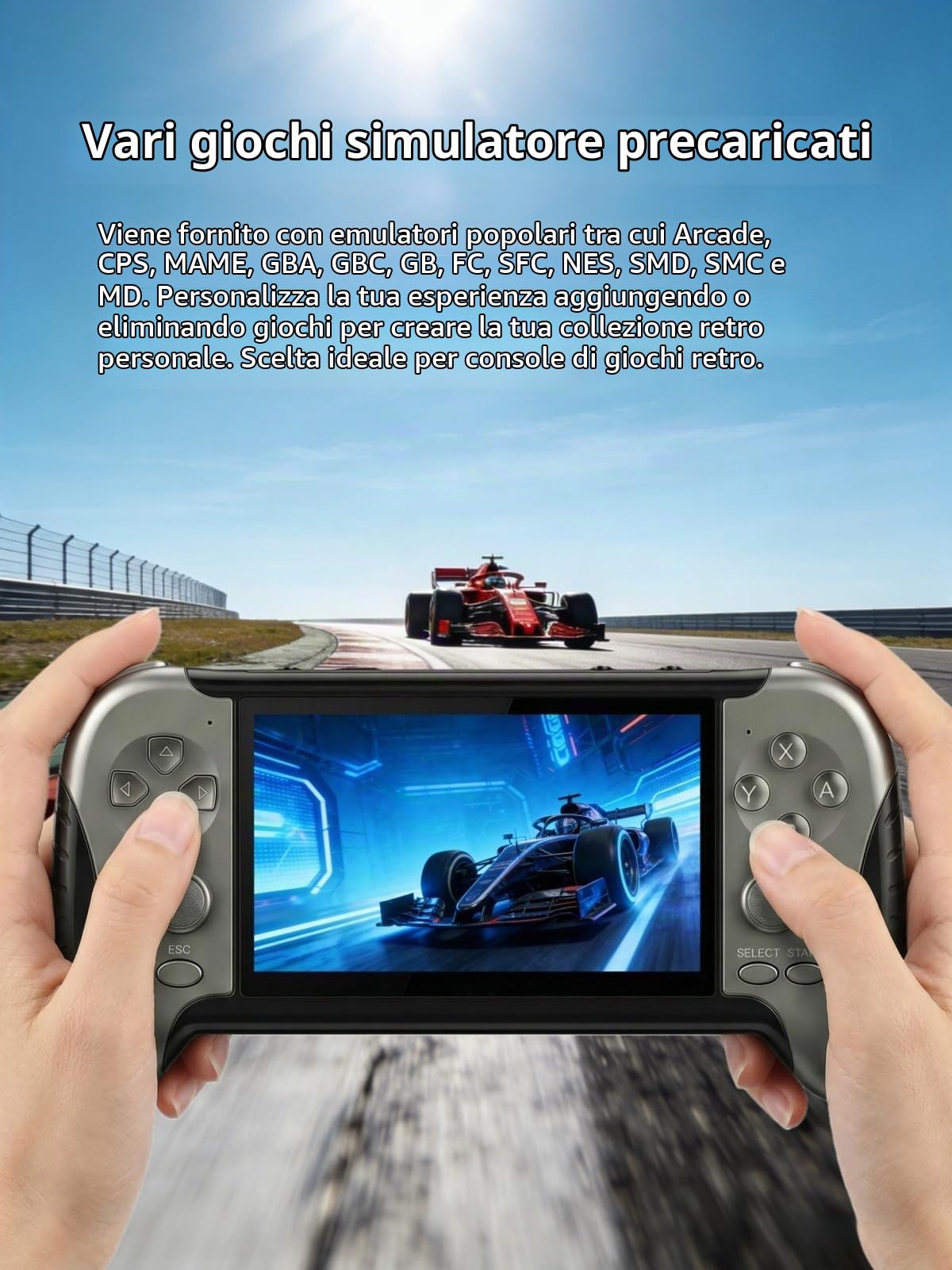 Console di gioco retrò YHFITN con schermo HD da 4,3 pollici, giochi integrati, uscita TV, lettore video/musicale, con batteria ricaricabile, regalo di compleanno ideale per adolescenti e adulti