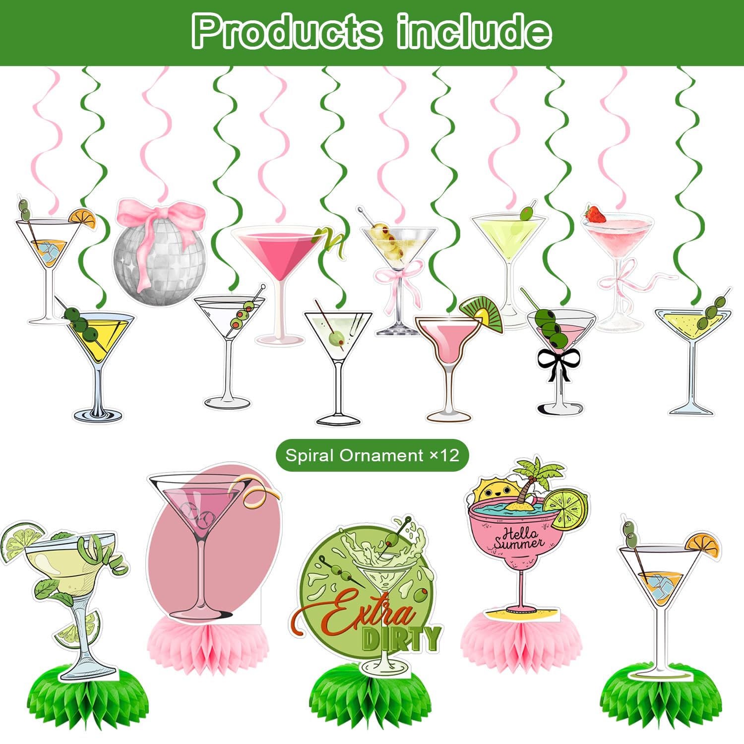 A Tiny Bit Older Party Decorations Martini Bow Birthday Party Decor Supplies Martini Bow for Girls Martini Birthday Party, Martini Bachelorette Bridal Shower Party Supplies