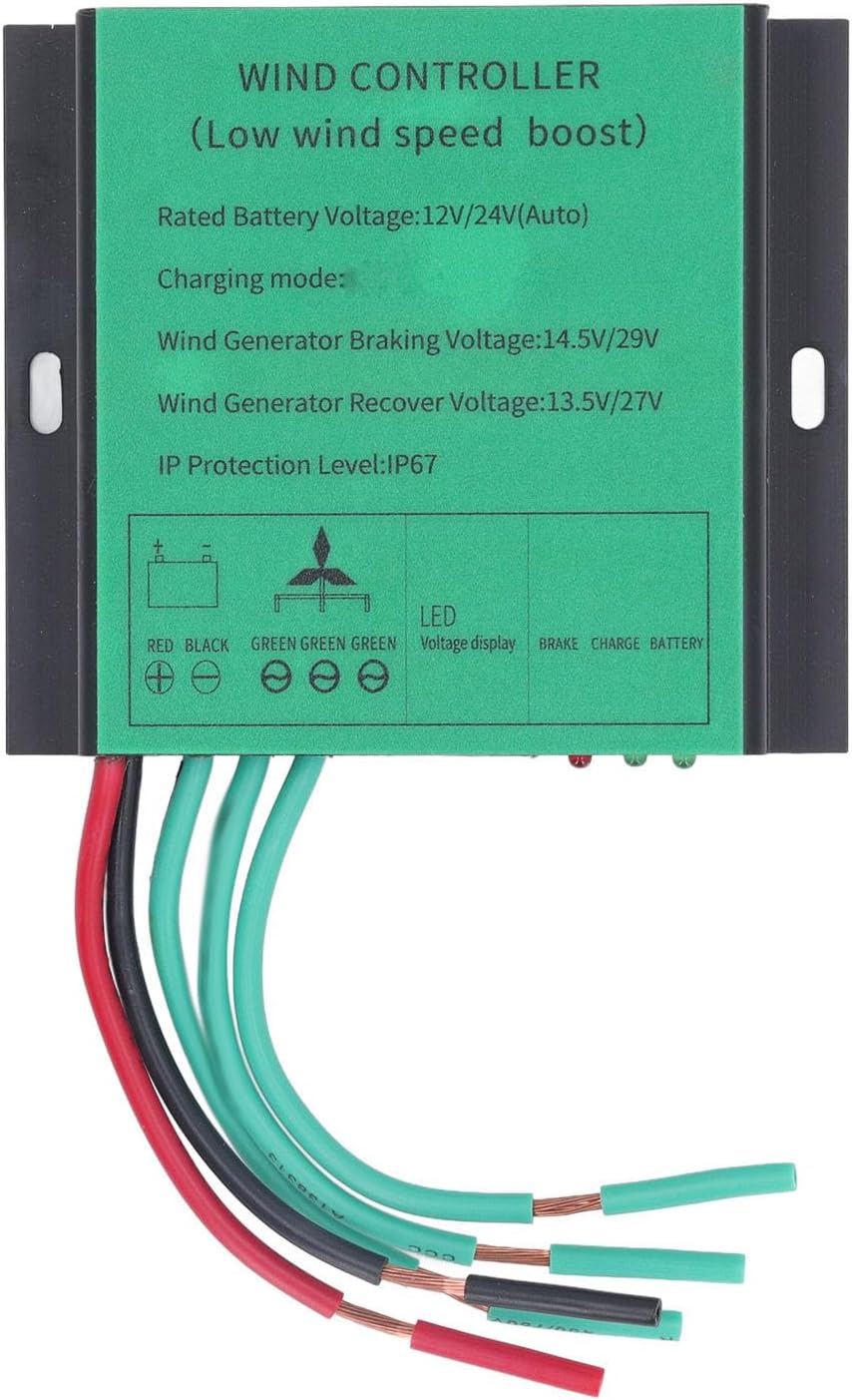 MPPT Wind Turbine Charger Controller, 100W -600W 12V 24V Mini Wind Turbine Generator Controller, IP67 Low Voltage Controller with Digital LED Indicator