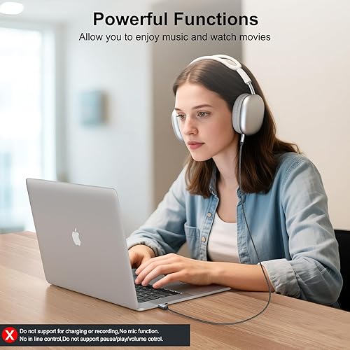 Miniatura 3 de Xumee Cable auxiliar a USB C (paquete de 2), cable de audio tipo C macho a conector macho de 0.138 in compatible con iPhone 15 Pro Max, estéreo de