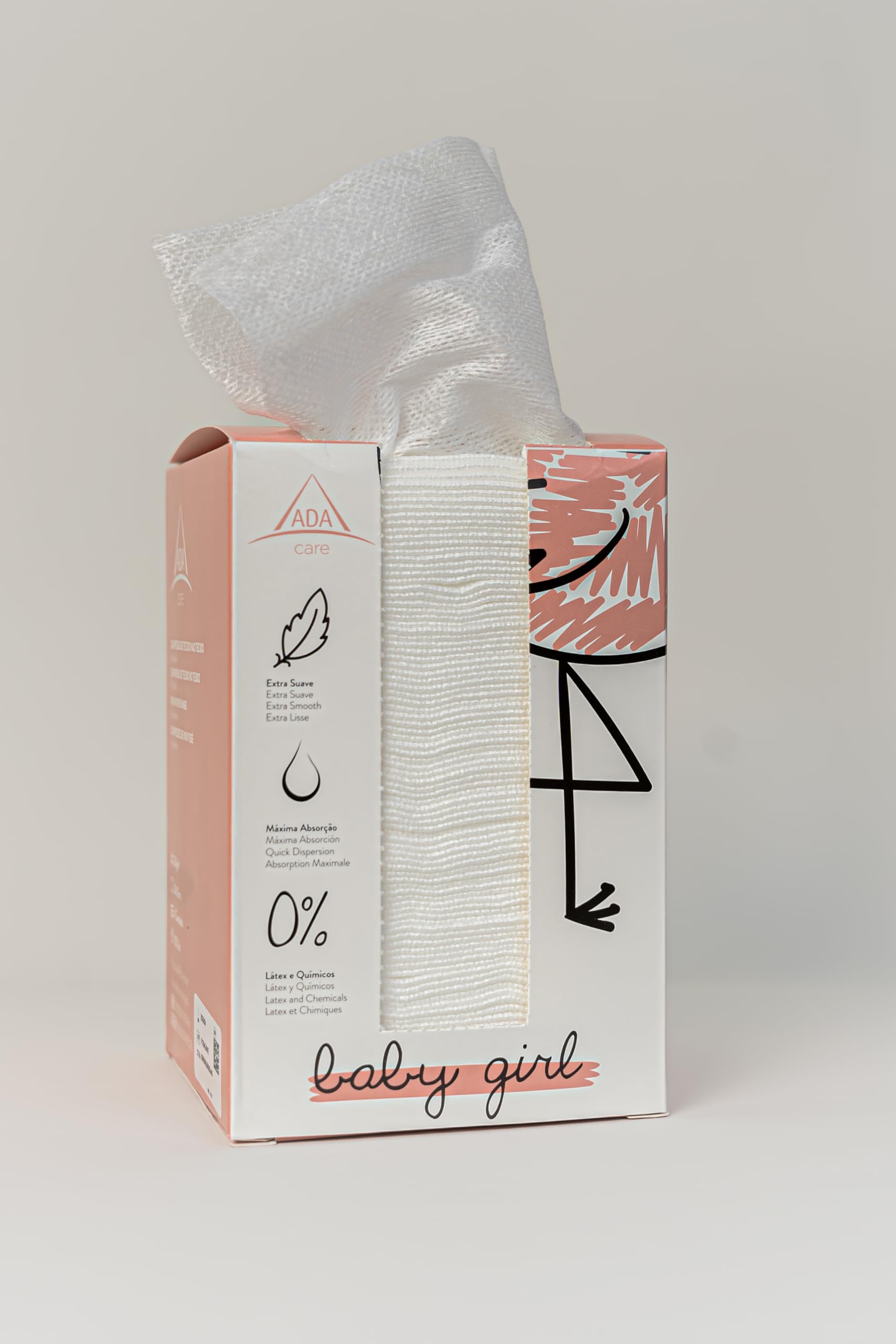Pack Ahorro de Toallitas Secas para Bebés | Tejido No Tejido de Viscosa, Hipoalergénicas y Desechables | Sin Látex ni Perfume, Uso Clínico y Diario | Niña