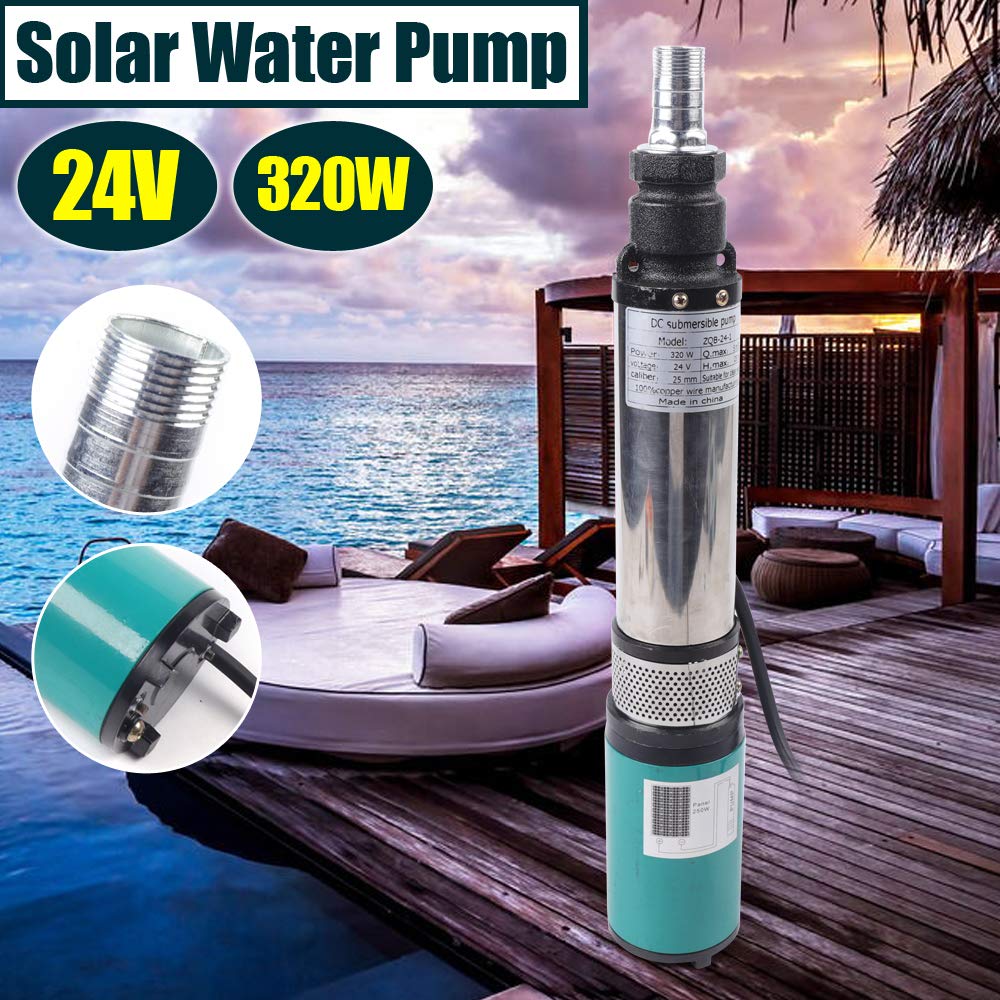 Bomba solar para pozos profundos (24 V, 320 W, acero inoxidable, sumergible, bomba de agua, absorción de agua, bomba de agua, bomba de pozo, para fábricas, minas, operaciones, fuentes