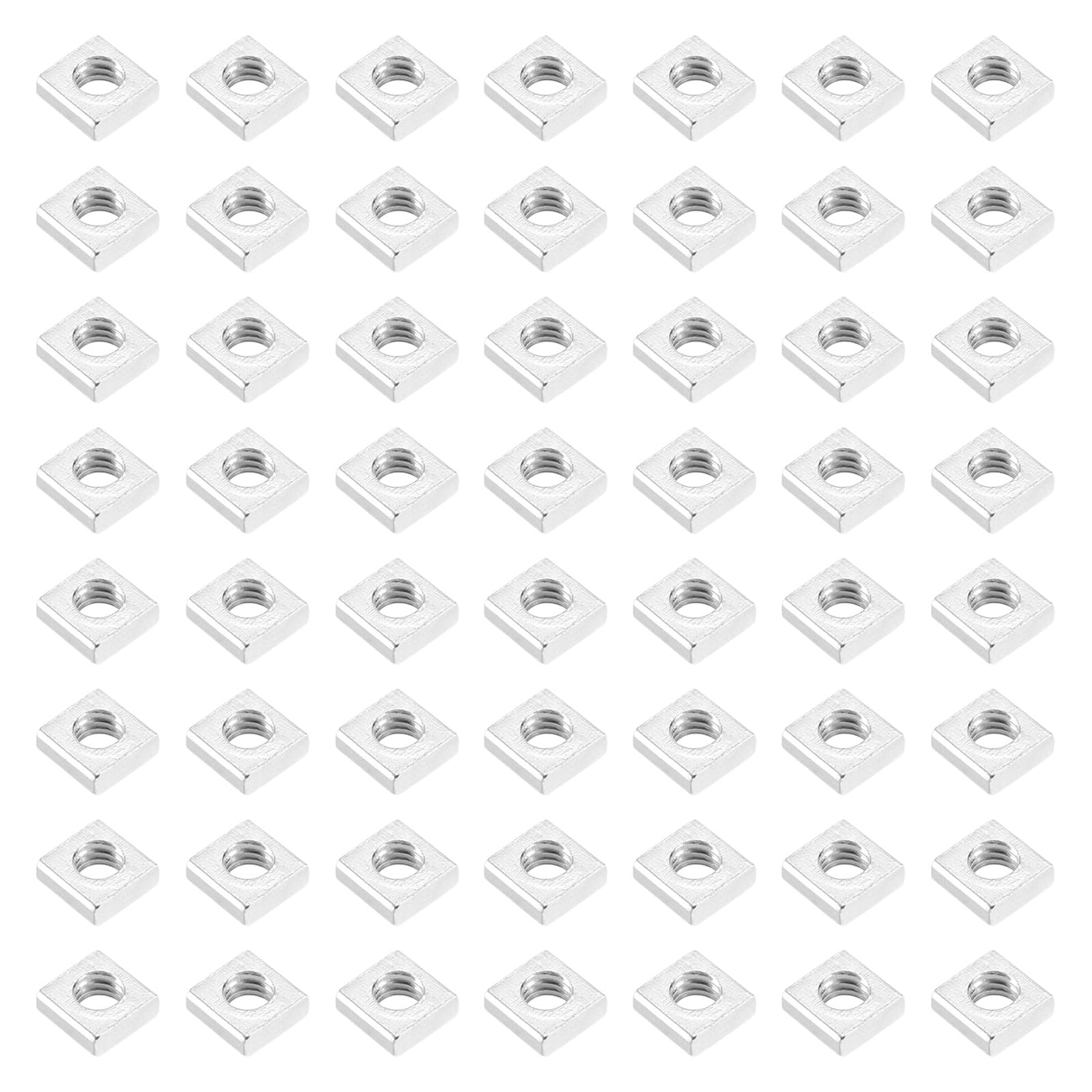 METALLIXITY Square Nuts, (M6x10mmx10mm) 100Pcs, Carbon Steel Coarse Thread Square Fastener Nut - for Equipment Construction Electrical Appliances Industrial Machinery, Silver