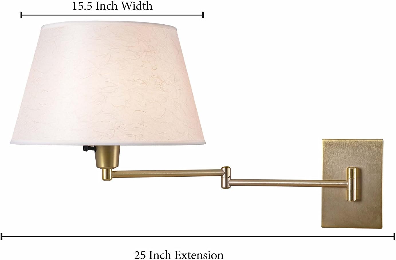 Kenroy Home 30100VB Simplicity Wall Swing Arm Lamp with Vintage Brass Finish, Modern Style, 13.5" Height, 16" Width, 26" Depth