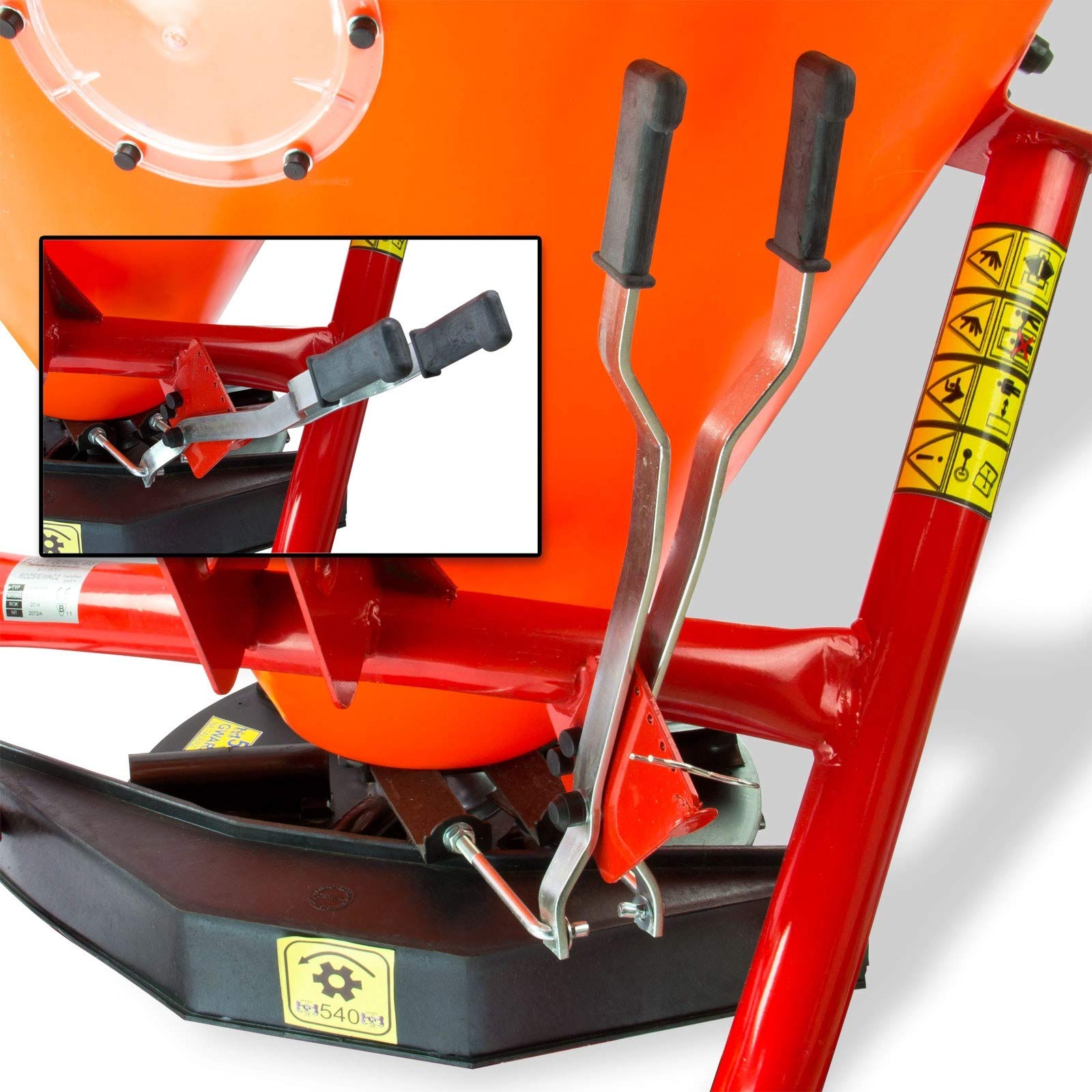 DEMA Traktor Düngerstreuer 300L – Streugerät, Anhänger, Saatgutstreuer – Kat. 1+2, Zapfwellenantrieb, robust – für Salz, Dünger, Streubehälter