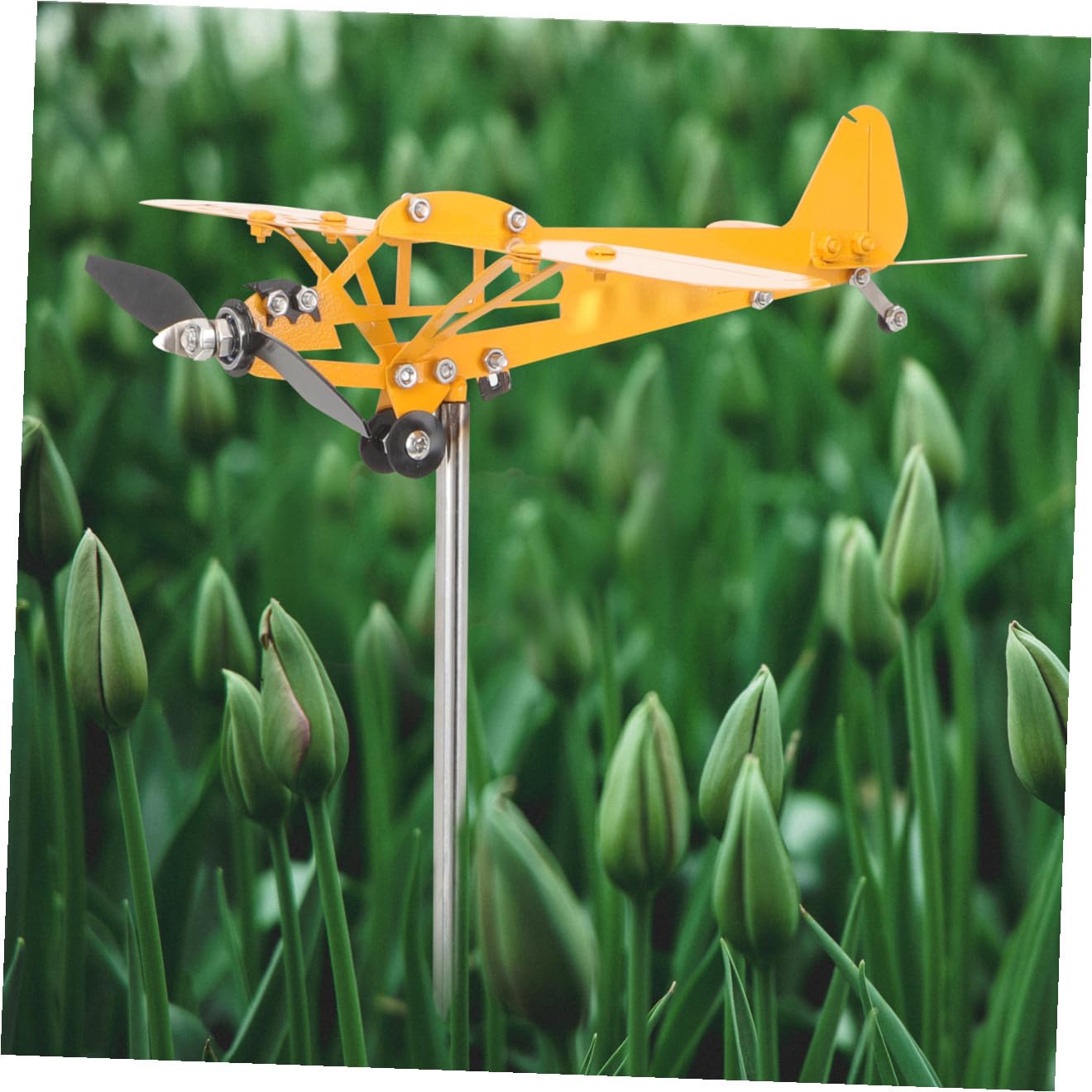 Toyvian 2 Stück Metall Flugzeug Windspinner Garten Dekoration Robuste Windskulptur für Außenbereich für Gartenliebhaber Gelb Wetterbeständig und Langlebig