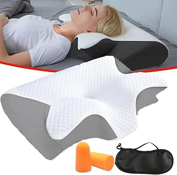 2 in 1 Ergonomic Pillow, Breathable Comfortable, Lightweight & Comfortable Neck Support, for Side & Back Sleepers Gray