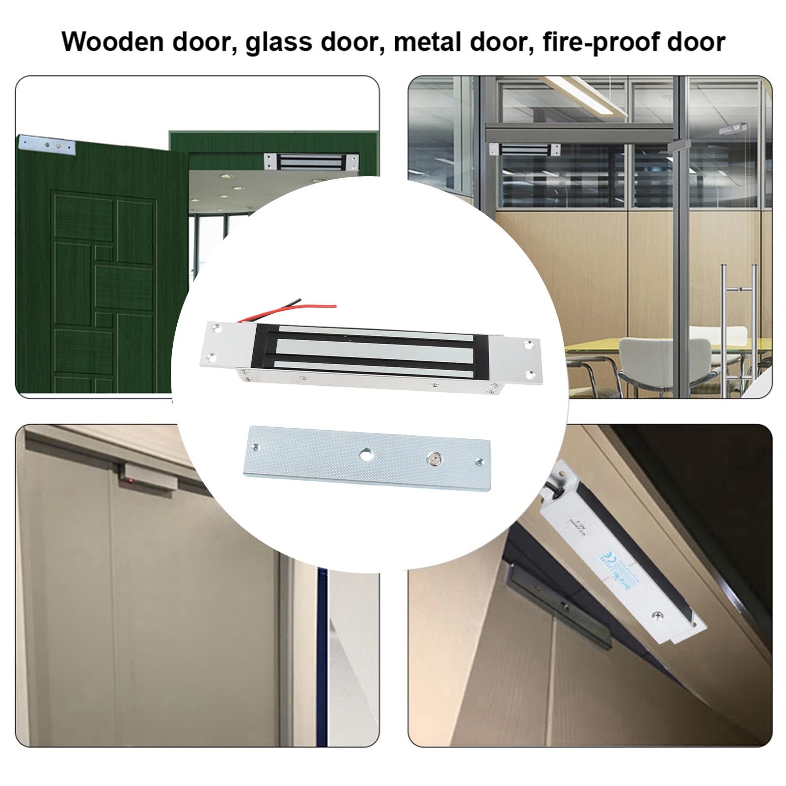 Fuerza de retención DC12V 280kg / 600Lbs Cerradura magnética eléctrica para el de Control de Acceso a la Puerta, Cerradura electromagnética Modo NC Seguro a Prueba de fallas