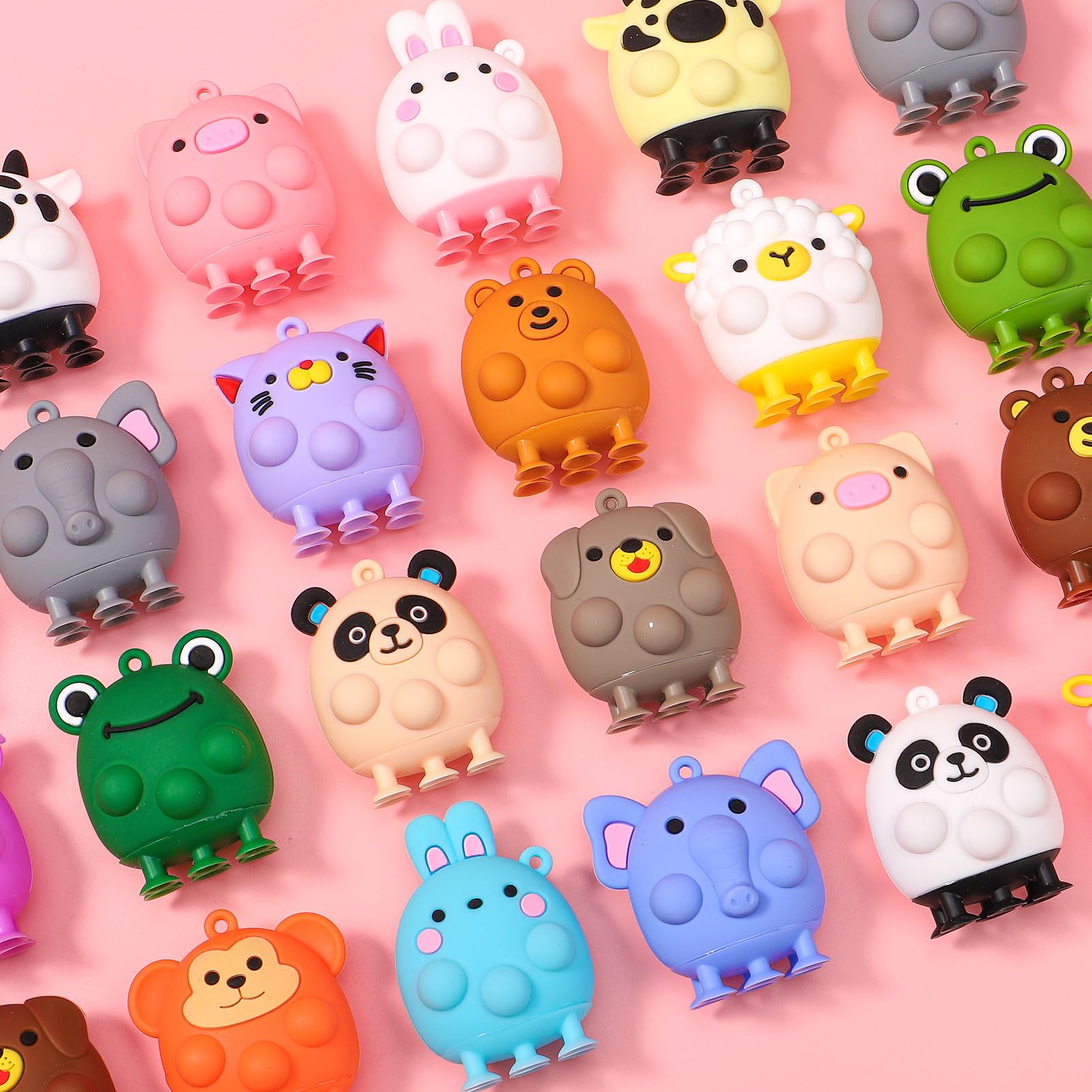 unitedessentialgoods Valentines Gifts for Kids - 24 Pack 3D Animal Suction Toy Fidget Pop Toy with Gift Cards for Kid Boys Girls, Party Favors School Classroom Gifts Exchange Goodie Bags Valentines Basket Stuffer 9